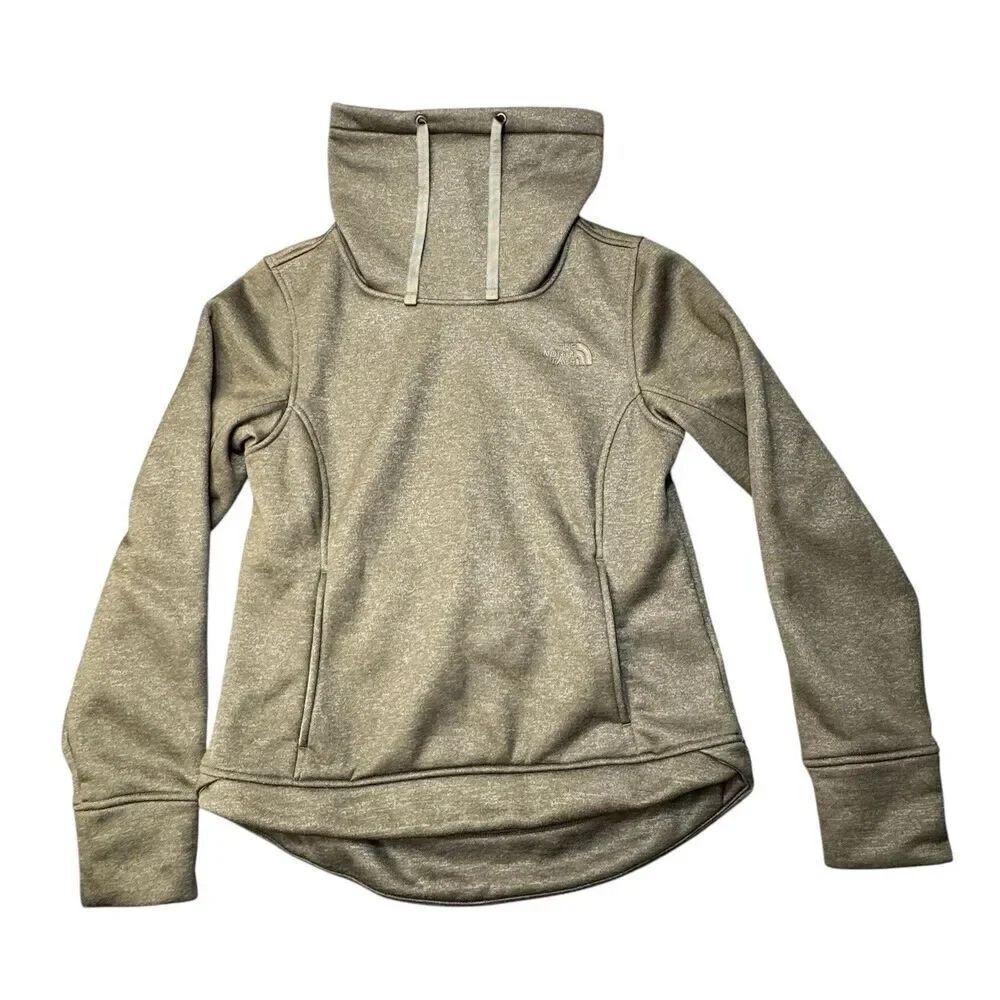 North Face Sz SP Mattea Pullover Womens Sweatshirt Fleece Cowl Neck Olive Green